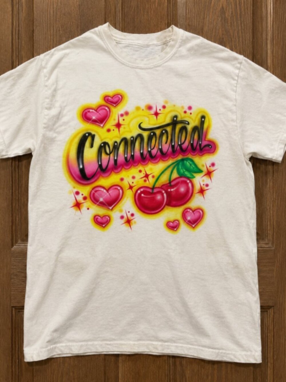 Y2K Aesthetic Connected Text Cream Unisex Graphic T-Shirt